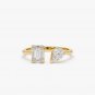 Toi et Moi Mix Cut Simulated Open Design Ring Solid Birthday Ring Gift For Women