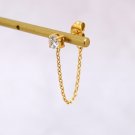 Round Cut Simulated Diamond Stud With Chain Earring Anniversary Gift For Earring