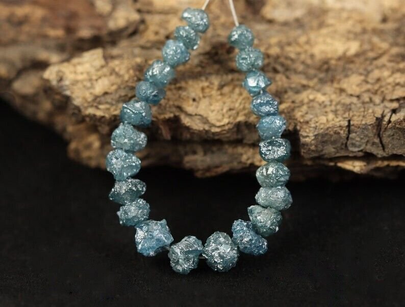 10pcs Natural Rough Diamond Beads Blue Colour Raw Diamond Drill For Use Bracelet
