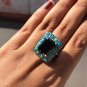 Moissanite Black Diamond Unique Ring 925 Sterling Silver Beautiful Ring For Her