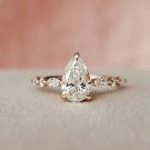 2.50CT Pear Cut Simulated Diamond Ring 14K Gold Plated Anniversary Gift For Her