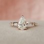 2.50CT Pear Cut Simulated Diamond Ring 14K Gold Plated Anniversary Gift For Her