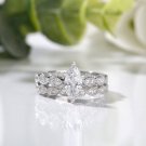 1.64ct Marquise Moissanite Diamond Ring 14k Gold Plated Wedding Ring Set For Her