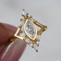 1.2CT Marquise Simulated Diamond Bezel Ring Unique Wedding Ring Gift For Her
