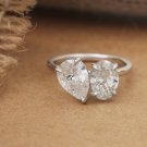 3Ct Pear & Oval Cut Simulated Double Stone Band Ring Promise Ring Gift For Her