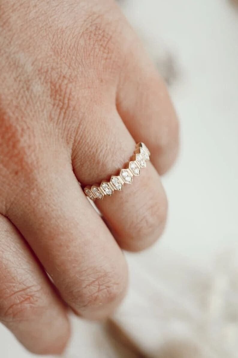 1.2Ct Round Cut Simulated Diamond Ring 14K Gold Plated Promise Ring Gift For Her