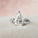 2.45ct Pear Cut Moissanite Gold Ring Hidden Halo Anniversary Ring Gift For Women