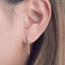 Baguette Cut Simulated Diamond Chain Stud Earrings Wedding Gift Earrings For Her