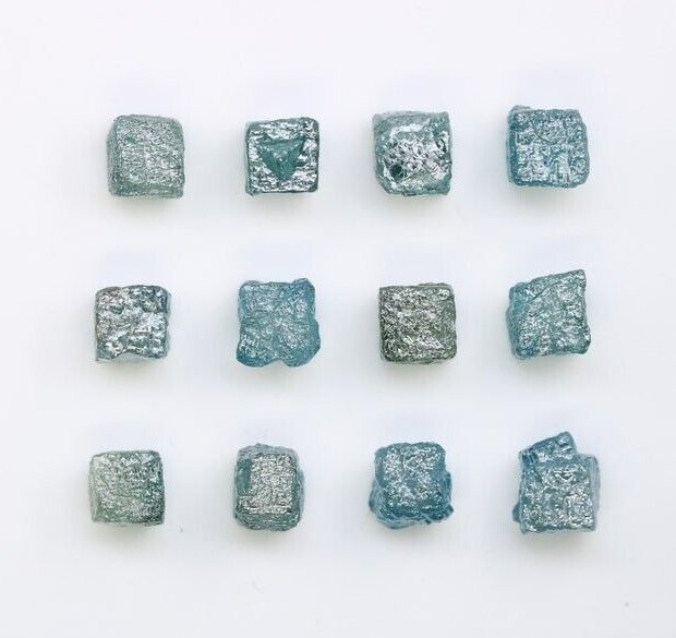 Blue Colour Raw Rough Cube Shape Diamond Unique Cut Diamond Use For Gold Jewelry