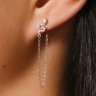 925 Sterling Silver Snake With Chain Earring Solid Birthday Gift Earring For Her