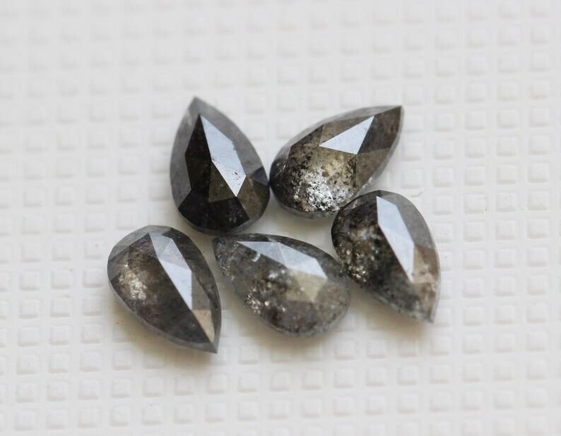 0.52Ctw Pear Shape Simulated Diamond Salt & Pepper Loose Diamond For Use Pendant