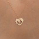 Designed Heart Dolphin Necklace 14K Gold Plated Birthday Gift Necklace For Her