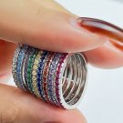 Round Cut Simulated Diamond Ring Full Eternity Band Stackable Ring Gift For Her