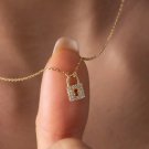 Round Cut Simulated Padlock Necklace Love Lock Necklace Promise Gift For Her