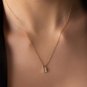 Round Cut Simulated Padlock Necklace Love Lock Necklace Promise Gift For Her