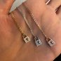 Round Cut Simulated Padlock Necklace Love Lock Necklace Promise Gift For Her