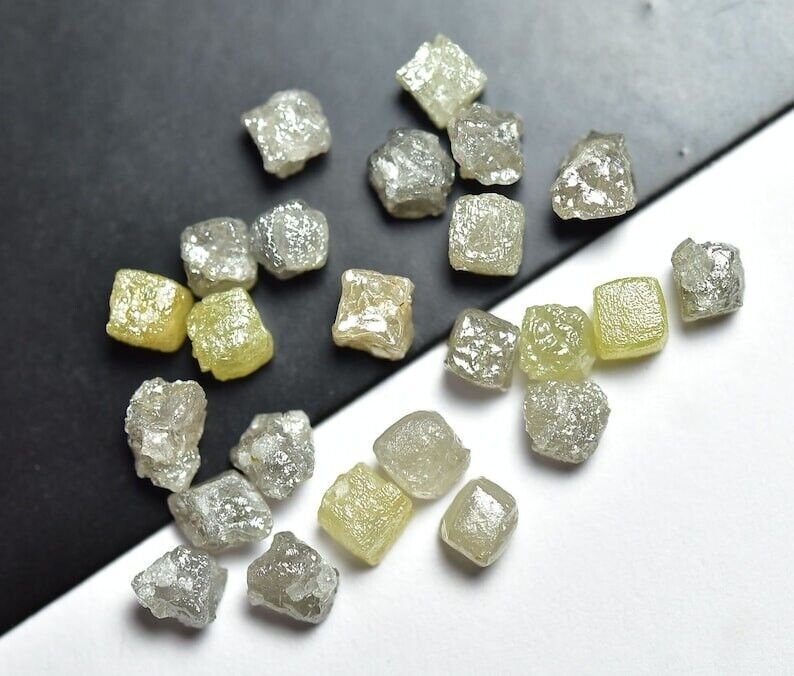 3 pcs Grey Rough Diamond Box Cubes Natural Loose Uncut Cubes Diamond For Jewelry