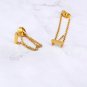 Sterling Silver Double Chain Bar Stud Earrings Drop Chain Wedding Gift Earrings