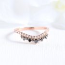 Black & White Round Cut Simulated Band Ring Curved Proposal Gift Ring For Women