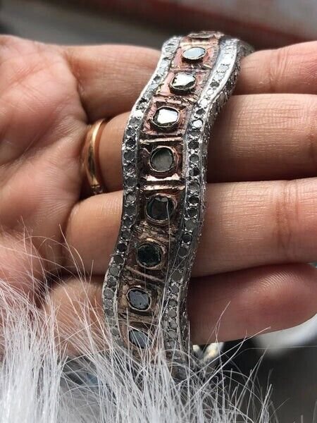 Exquisite Art Deco Diamond Bangle 925 Sterling Silver Bracelet For Wedding Gift