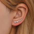 Round Cut Simulated Needle Earring Sterling Silver Ear Climber Earring For Women