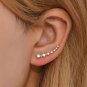 Round Cut Simulated Needle Earring Sterling Silver Ear Climber Earring For Women