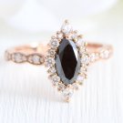 0.70Ct Black Marquise Cut Simulated Ring Unique Anniversary Gift Ring For Women