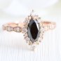 0.70Ct Black Marquise Cut Simulated Ring Unique Anniversary Gift Ring For Women
