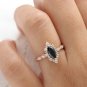 0.70Ct Black Marquise Cut Simulated Ring Unique Anniversary Gift Ring For Women