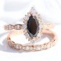 0.70Ct Black Marquise Cut Simulated Ring Unique Anniversary Gift Ring For Women