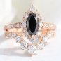 0.70Ct Black Marquise Cut Simulated Ring Unique Anniversary Gift Ring For Women