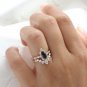 0.70Ct Black Marquise Cut Simulated Ring Unique Anniversary Gift Ring For Women