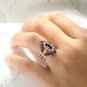 0.70Ct Black Marquise Cut Simulated Ring Unique Anniversary Gift Ring For Women
