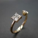 0.90Ct Open Duo Dainty Ring Simulated Diamond Minimalist Engagement Ring For Her