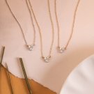 0.26Ct Classic Trio Simulated Diamond 14k Gold Plated Wedding Necklace For Her
