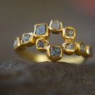 Natural Raw Cube Diamond Ring Sterling Silver Artisan Engagement Ring For Her