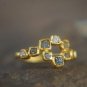 Natural Raw Cube Diamond Ring Sterling Silver Artisan Engagement Ring For Her