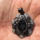 Antique 925 Sterling Silver Deco Jewellery Round Natural Diamond Pendant Gift
