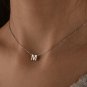 925 Sterling Silver Tiny Initial Letter Necklace Birthday Gift Pendant For Women