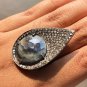Art Deco Sapphire Ring - Unique Round 925 Sterling Silver Delicate Design