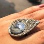 Art Deco Sapphire Ring - Unique Round 925 Sterling Silver Delicate Design