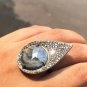 Art Deco Sapphire Ring - Unique Round 925 Sterling Silver Delicate Design