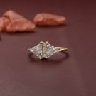 2.2ct Trillion Cut Moissanite Ring 14K Gold Plated Anniversary Gift Ring For Her