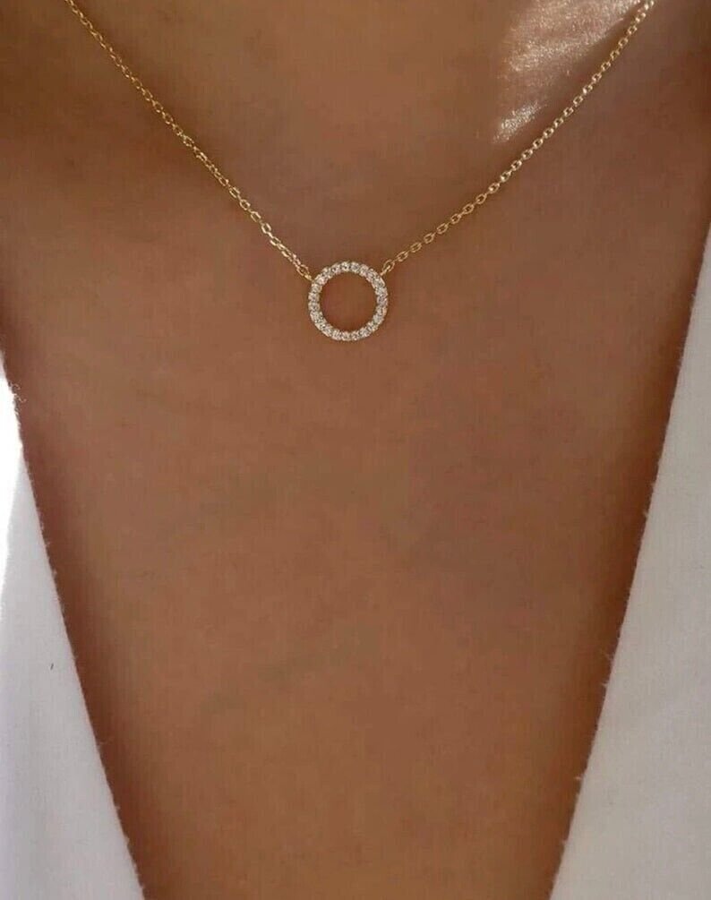 0.15CT Round Cut Simulated Diamond Necklace Anniversary Gift Necklace For Her