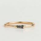 Baguette Cut Salt & Pepper Diamond Ring Minimalist Birthday Gift Ring For Her