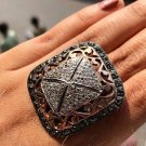 Vintage Style Art Deco Square Sterling Silver Ring - Perfect for Wedding Ring