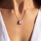 1.5CT Pear Cut Simulated Diamond 925 Silver Unique Engagement Necklace For Women