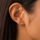 Marquise Simulated Diamond Elegant Floral Stud Earrings Wedding Bride Jewelry