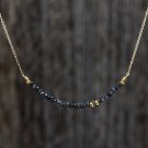 Black Raw Diamond Dainty Minimalist 14k Gold Plated Anniversary Necklace For Her