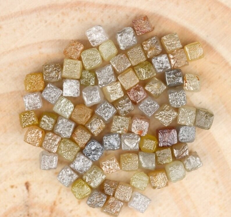Natural Rough Diamond Cube Mix Colour Raw Box Cube Diamonds For Making Jewellery